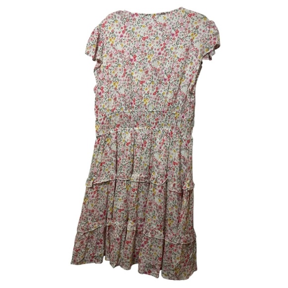 Altar'd State Pink and Red Wrap Midi Dress with Flutter Sleeves - Picture 2 of 8